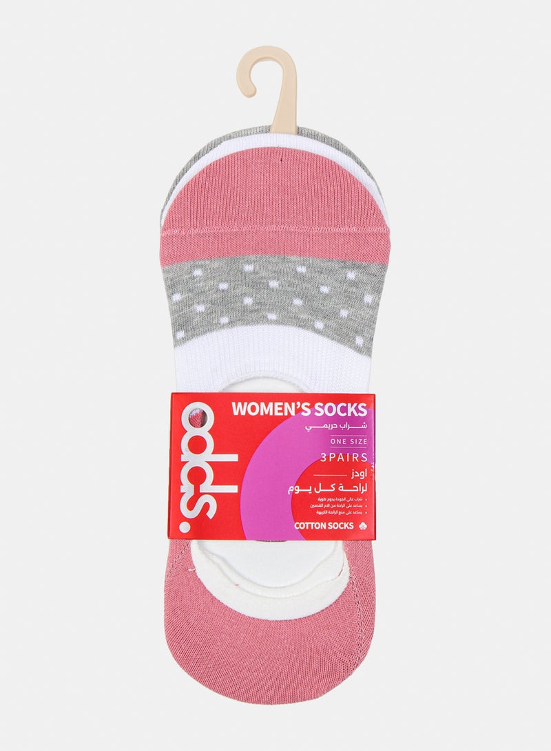 Odds Women's Pack of 3 Lycra invisible Patterned Socks - Image 5
